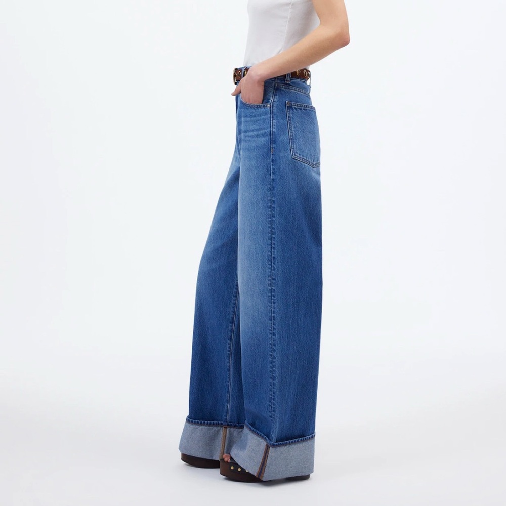 Madewell Super Wide Leg Jeans with Cuff Size 30 - Picture 2 of 9